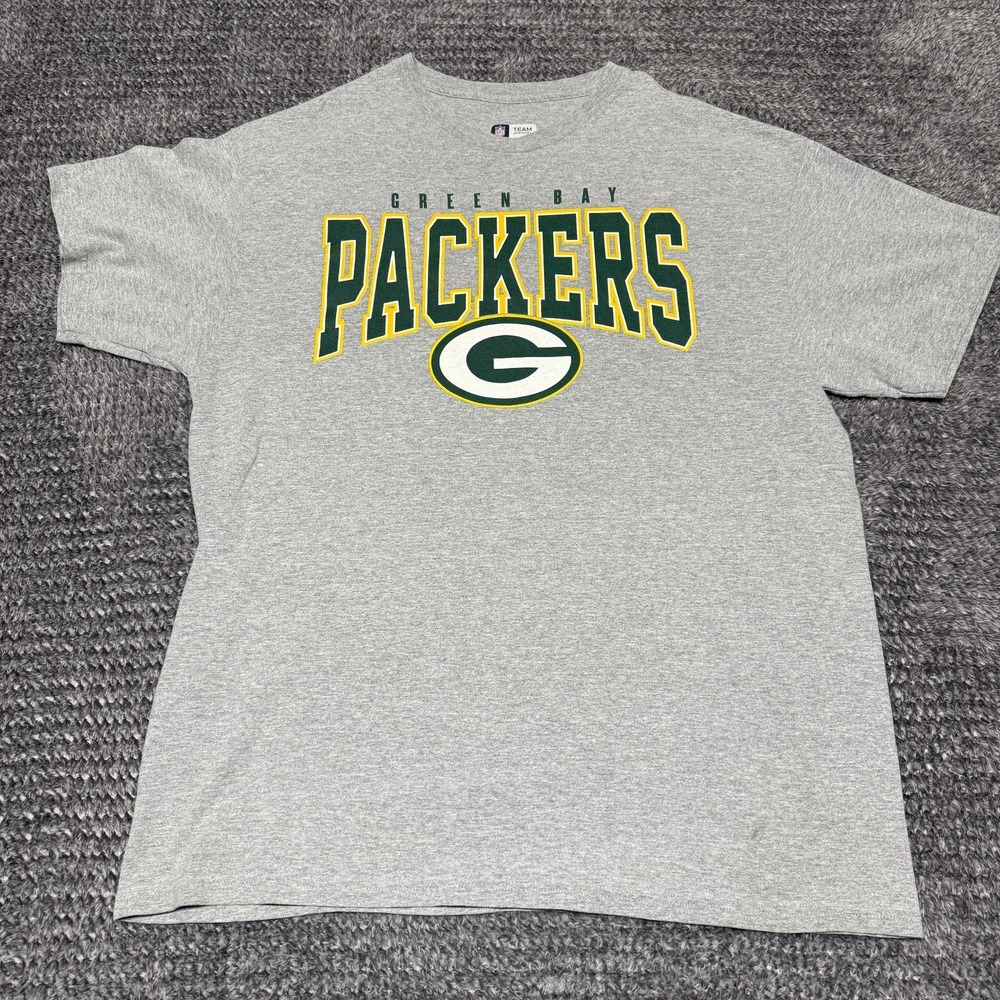 NFL Team Apparel Green Bay Packers Mens XL Gray Cotton Blend T Shirt